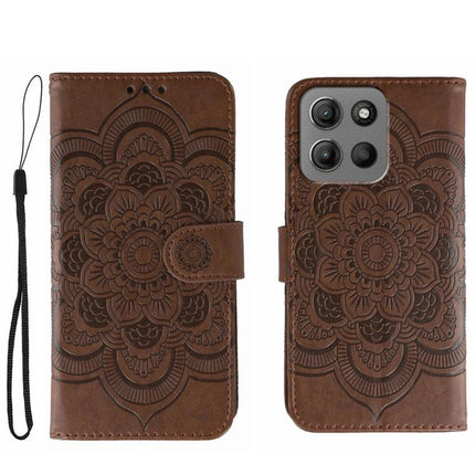 Sun Mandala Embossing Pattern Phone Leather Case, For Motorola Moto G15, For Motorola Moto G75, For Motorola Moto G35