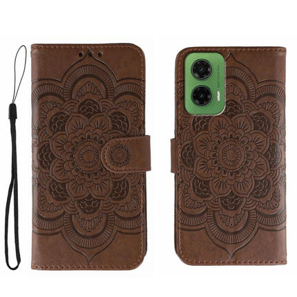 Sun Mandala Embossing Pattern Phone Leather Case, For Motorola Moto G15, For Motorola Moto G75, For Motorola Moto G35