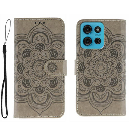Sun Mandala Embossing Pattern Phone Leather Case, For Motorola Moto G15, For Motorola Moto G75, For Motorola Moto G35