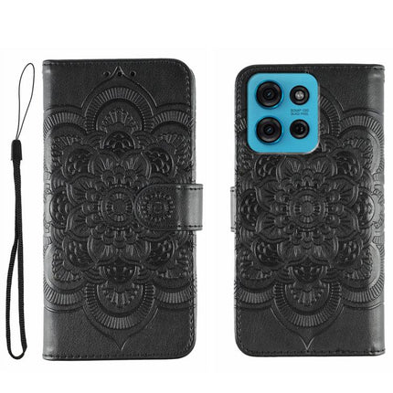 Sun Mandala Embossing Pattern Phone Leather Case, For Motorola Moto G15, For Motorola Moto G75, For Motorola Moto G35