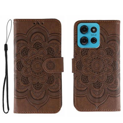 Sun Mandala Embossing Pattern Phone Leather Case, For Motorola Moto G15, For Motorola Moto G75, For Motorola Moto G35