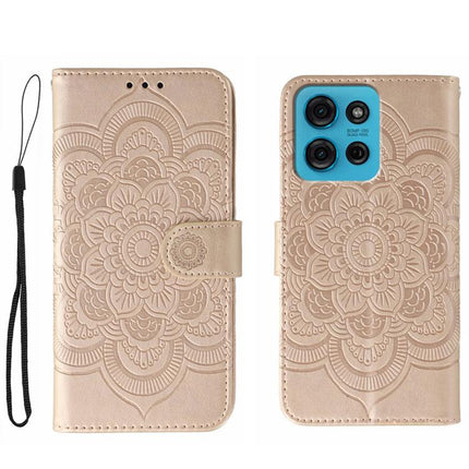 Sun Mandala Embossing Pattern Phone Leather Case, For Motorola Moto G15, For Motorola Moto G75, For Motorola Moto G35