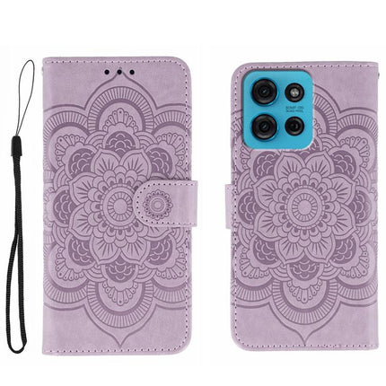 Sun Mandala Embossing Pattern Phone Leather Case, For Motorola Moto G15, For Motorola Moto G75, For Motorola Moto G35