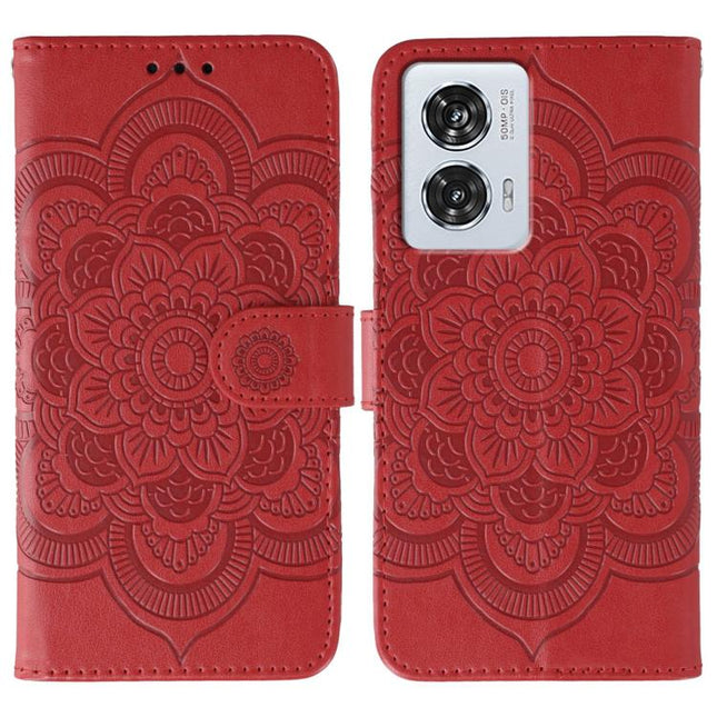Sun Mandala Embossing Pattern Phone Leather Case, For Motorola Edge 50 Fusion, For Motorola Moto G24 Power, For Motorola Moto G34