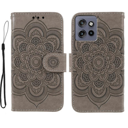 Sun Mandala Embossing Pattern Phone Leather Case, For Motorola Edge 50 Neo, For Motorola Edge 50 Ultra, For Motorola Edge 50 Pro