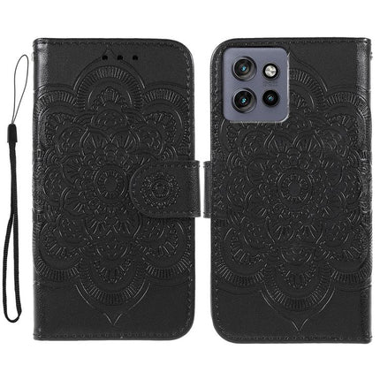 Sun Mandala Embossing Pattern Phone Leather Case, For Motorola Edge 50 Neo, For Motorola Edge 50 Ultra, For Motorola Edge 50 Pro