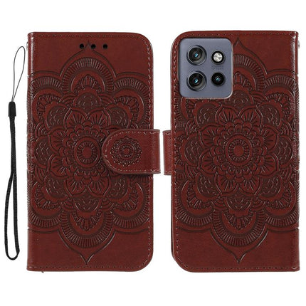 Sun Mandala Embossing Pattern Phone Leather Case, For Motorola Edge 50 Neo, For Motorola Edge 50 Ultra, For Motorola Edge 50 Pro