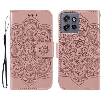 Sun Mandala Embossing Pattern Phone Leather Case, For Motorola Edge 50 Neo, For Motorola Edge 50 Ultra, For Motorola Edge 50 Pro