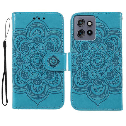 Sun Mandala Embossing Pattern Phone Leather Case, For Motorola Edge 50 Neo, For Motorola Edge 50 Ultra, For Motorola Edge 50 Pro