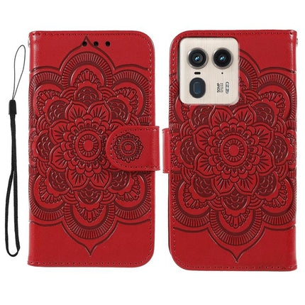 Sun Mandala Embossing Pattern Phone Leather Case, For Motorola Edge 50 Neo, For Motorola Edge 50 Ultra, For Motorola Edge 50 Pro