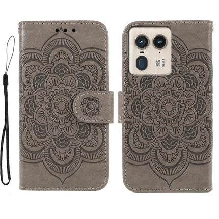 Sun Mandala Embossing Pattern Phone Leather Case, For Motorola Edge 50 Neo, For Motorola Edge 50 Ultra, For Motorola Edge 50 Pro