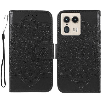 Sun Mandala Embossing Pattern Phone Leather Case, For Motorola Edge 50 Neo, For Motorola Edge 50 Ultra, For Motorola Edge 50 Pro