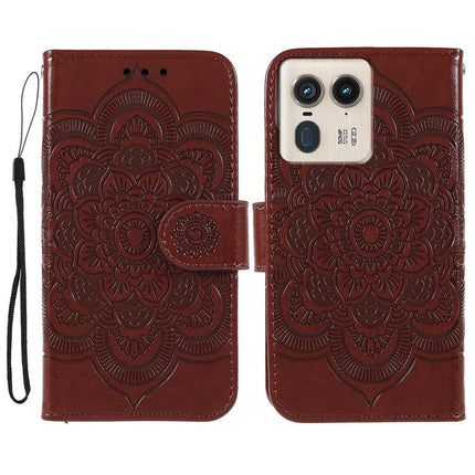 Sun Mandala Embossing Pattern Phone Leather Case, For Motorola Edge 50 Neo, For Motorola Edge 50 Ultra, For Motorola Edge 50 Pro