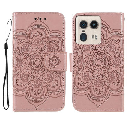Sun Mandala Embossing Pattern Phone Leather Case, For Motorola Edge 50 Neo, For Motorola Edge 50 Ultra, For Motorola Edge 50 Pro