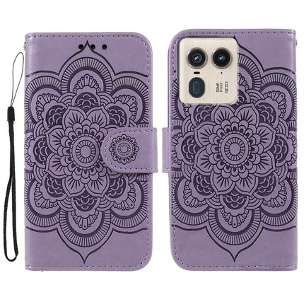 Sun Mandala Embossing Pattern Phone Leather Case, For Motorola Edge 50 Neo, For Motorola Edge 50 Ultra, For Motorola Edge 50 Pro