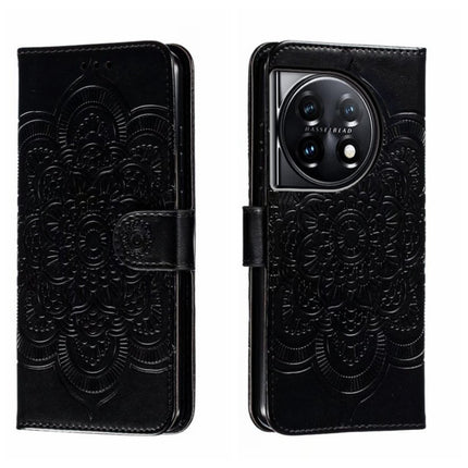 Sun Mandala Embossing Pattern Phone Leather Case, For OnePlus 12, For OnePlus Ace 2V, For OnePlus 11
