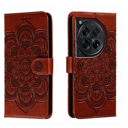 Sun Mandala Embossing Pattern Phone Leather Case, For OnePlus 12, For OnePlus Ace 2V, For OnePlus 11