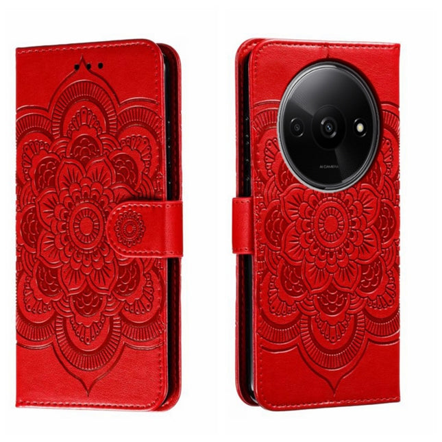Sun Mandala Embossing Pattern Phone Leather Case, For Xiaomi Redmi A3, For Xiaomi Redmi Note 13 Pro 4G, For Xiaomi Redmi Note 13 4G