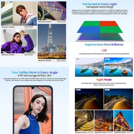 Blackview COLOR 8, reconocimiento facial y de huellas dactilares, 6,75 pulgadas, Android 13, Unisoc T616 Octa Core hasta 2,2 GHz, red: 4G, OTG, 8 GB + 128 GB, 8 GB + 256 GB