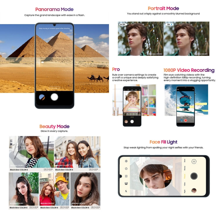Blackview COLOR 8, Fingerprint & Face Identification, 6.75 inch Android 13 Unisoc T616 Octa Core up to 2.2GHz, Network: 4G, OTG