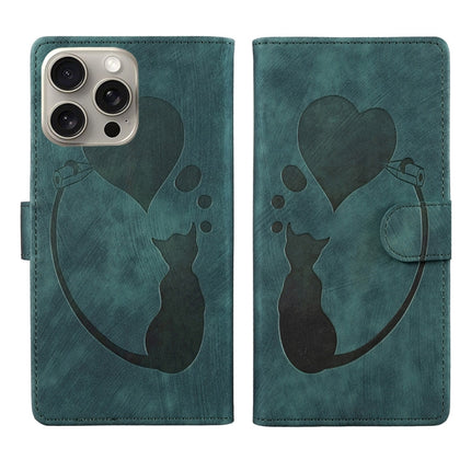Pen Heart Cat Embossed Leather Phone Case, For iPhone 14 Plus, For iPhone 14, For iPhone 14 Pro, For iPhone 14 Pro Max