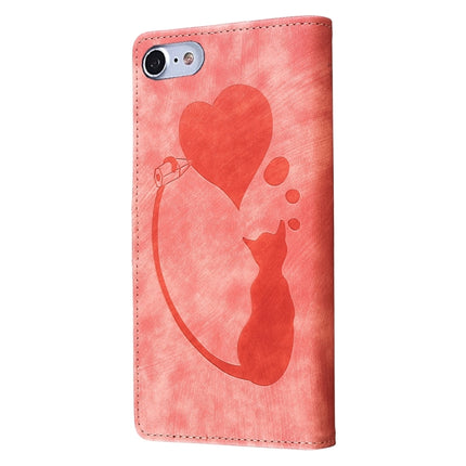 Pen Heart Cat Embossed Leather Phone Case