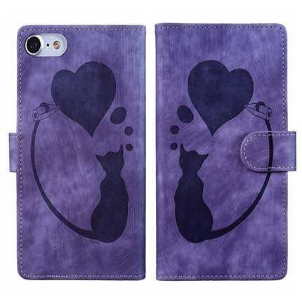 Pen Heart Cat Embossed Leather Phone Case