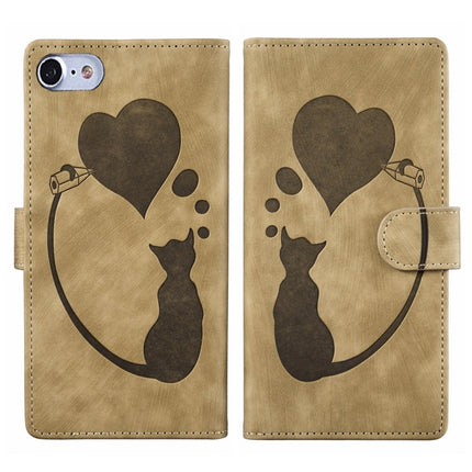 Pen Heart Cat Embossed Leather Phone Case