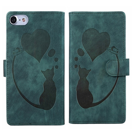 Pen Heart Cat Embossed Leather Phone Case