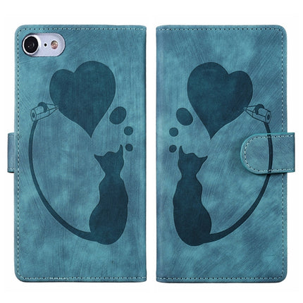 Pen Heart Cat Embossed Leather Phone Case