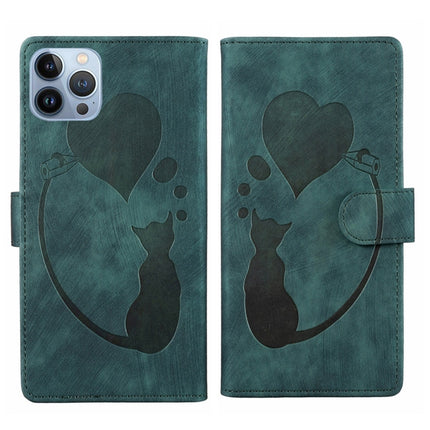 Pen Heart Cat Embossed Leather Phone Case