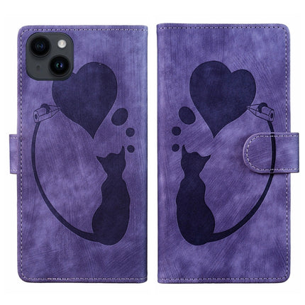 Pen Heart Cat Embossed Leather Phone Case