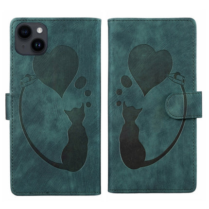 Pen Heart Cat Embossed Leather Phone Case