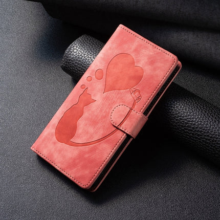 Pen Heart Cat Embossed Leather Phone Case, For iPhone 12 mini, For iPhone 11 Pro Max, For iPhone 11, For iPhone 11 Pro
