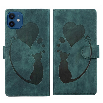 Pen Heart Cat Embossed Leather Phone Case, For iPhone 12 mini, For iPhone 11 Pro Max, For iPhone 11, For iPhone 11 Pro