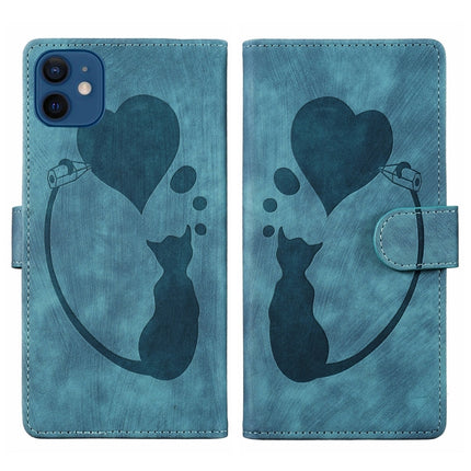 Pen Heart Cat Embossed Leather Phone Case, For iPhone 12 mini, For iPhone 11 Pro Max, For iPhone 11, For iPhone 11 Pro