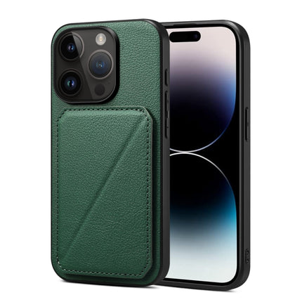 D04 Calf Texture Dual Card Slot Holder Phone Case, For iPhone 16 Pro, For iPhone 16 Plus, For iPhone 16, For iPhone 15 Pro Max, For iPhone 15 Pro, For iPhone 15 Plus