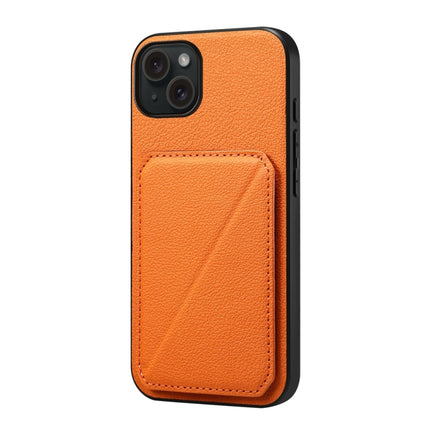D04 Calf Texture Dual Card Slot Holder Phone Case, For iPhone 16 Pro, For iPhone 16 Plus, For iPhone 16, For iPhone 15 Pro Max, For iPhone 15 Pro, For iPhone 15 Plus