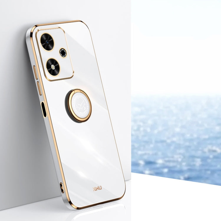 XINLI Straight 6D Plating Gold Edge TPU Shockproof Case with Ring Holder, For Honor 200 Pro, For Honor Play 50, For Honor 200 Lite Global