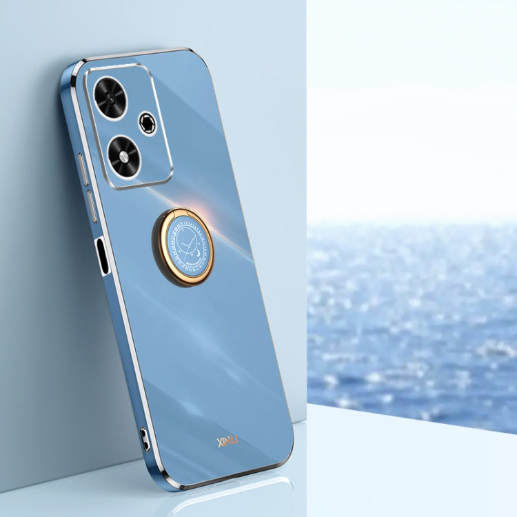 XINLI Straight 6D Plating Gold Edge TPU Shockproof Case with Ring Holder, For Honor 200 Pro, For Honor Play 50, For Honor 200 Lite Global