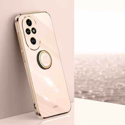 XINLI Straight 6D Plating Gold Edge TPU Shockproof Case with Ring Holder, For Honor 200 Pro, For Honor Play 50, For Honor 200 Lite Global
