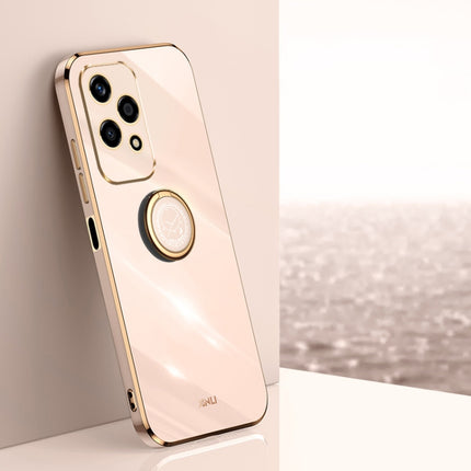 XINLI Straight 6D Plating Gold Edge TPU Shockproof Case with Ring Holder, For Honor 200 Pro, For Honor Play 50, For Honor 200 Lite Global