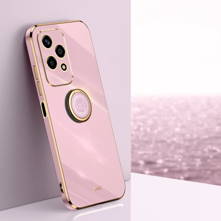 XINLI Straight 6D Plating Gold Edge TPU Shockproof Case with Ring Holder, For Honor 200 Pro, For Honor Play 50, For Honor 200 Lite Global