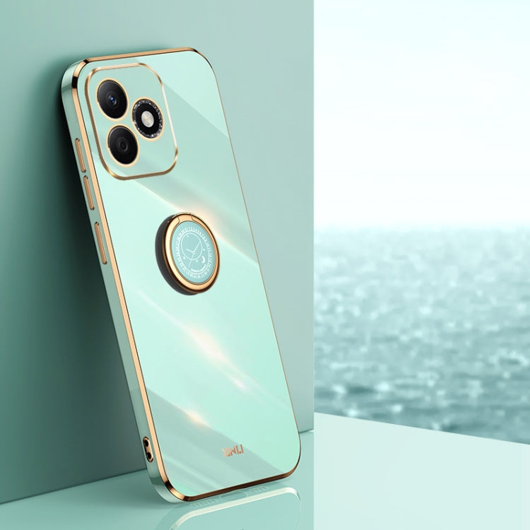XINLI Straight 6D Plating Gold Edge TPU Shockproof Case with Ring Holder, For Honor X60, For Honor Play9T 5G, For Honor X60i
