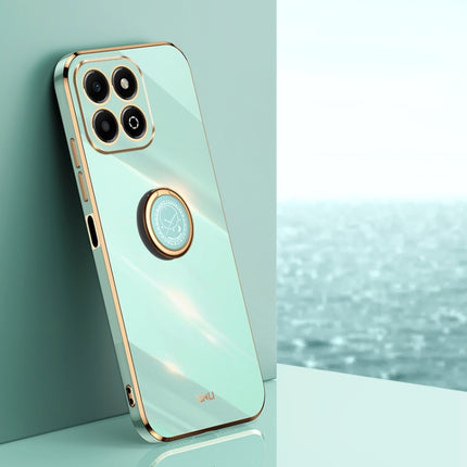 XINLI Straight 6D Plating Gold Edge TPU Shockproof Case with Ring Holder, For Honor Play 60 Plus, For Honor X6b, For Honor 200