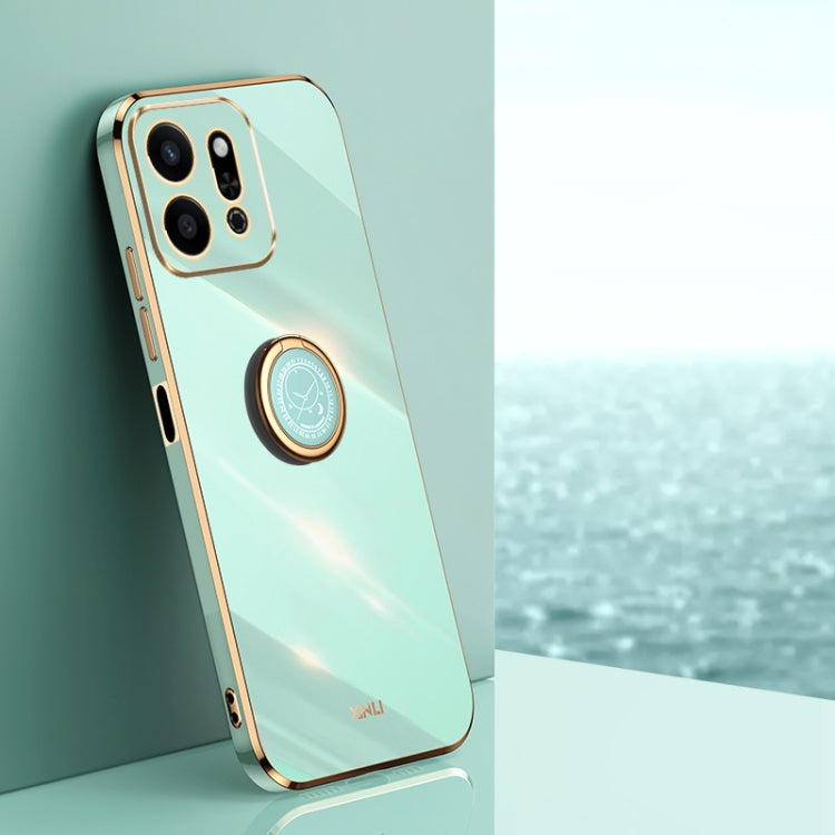 XINLI Straight 6D Plating Gold Edge TPU Shockproof Case with Ring Holder, For Honor X60, For Honor Play9T 5G, For Honor X60i