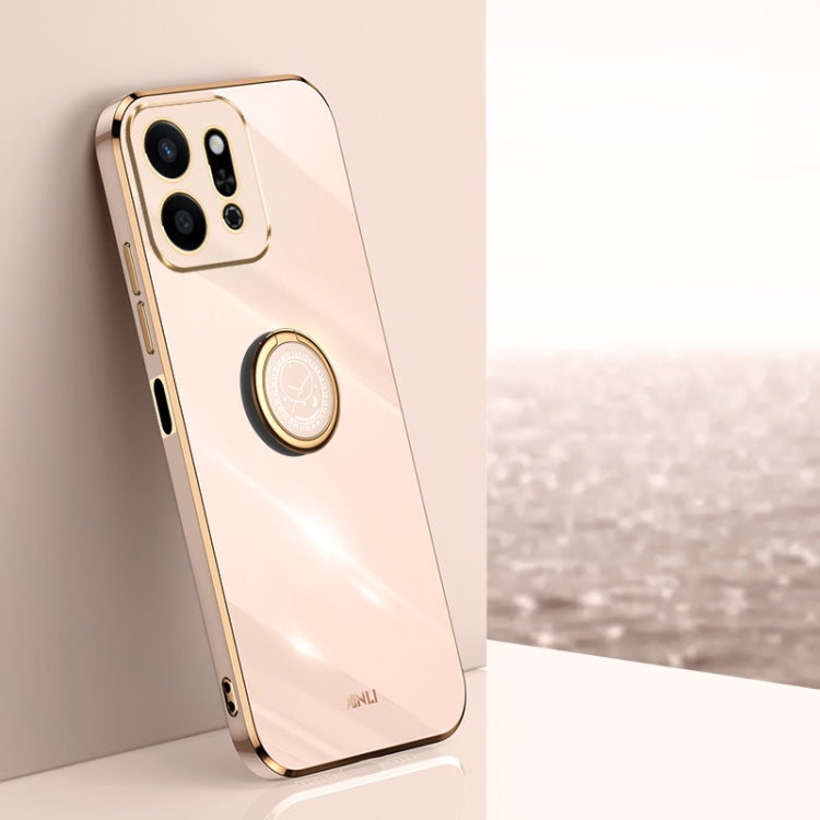 XINLI Straight 6D Plating Gold Edge TPU Shockproof Case with Ring Holder, For Honor X60, For Honor Play9T 5G, For Honor X60i