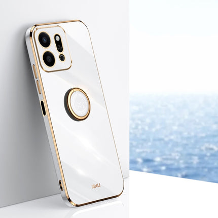 XINLI Straight 6D Plating Gold Edge TPU Shockproof Case with Ring Holder, For Honor X60, For Honor Play9T 5G, For Honor X60i