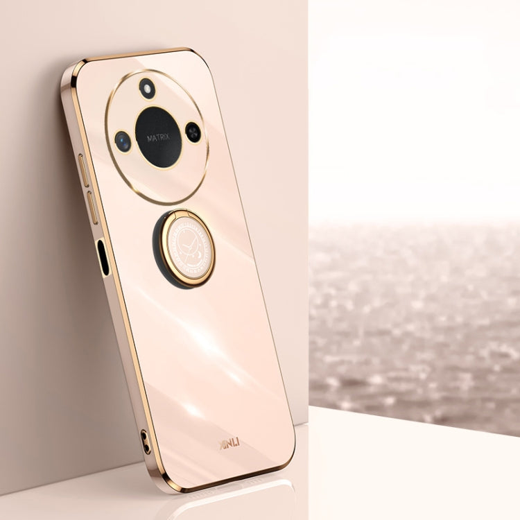 XINLI Straight 6D Plating Gold Edge TPU Shockproof Case with Ring Holder, For Honor X60, For Honor Play9T 5G, For Honor X60i