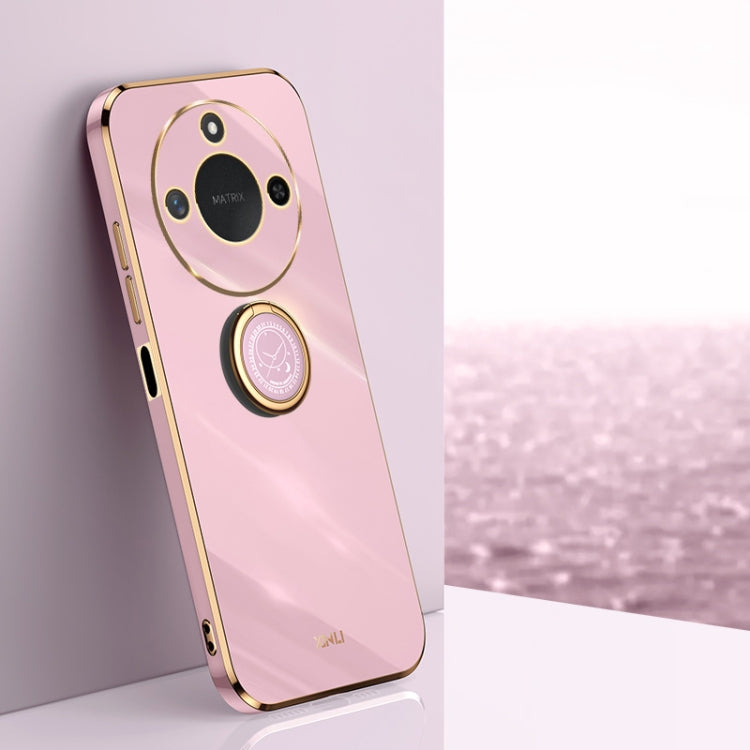 XINLI Straight 6D Plating Gold Edge TPU Shockproof Case with Ring Holder, For Honor X60, For Honor Play9T 5G, For Honor X60i